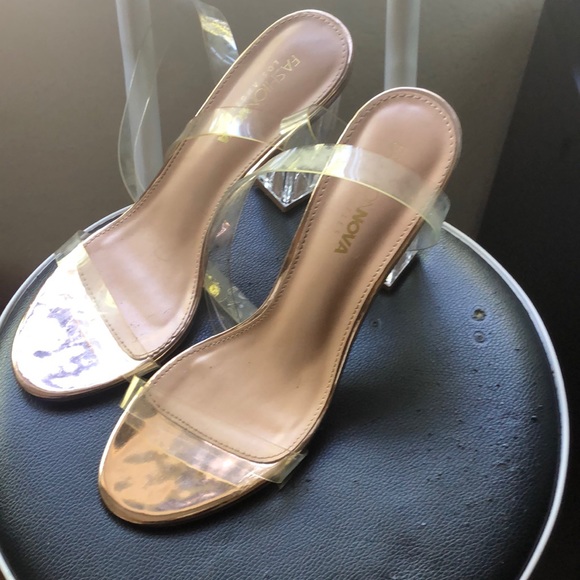 Clear bottom heels with straps to wrap around ankle - Picture 1 of 3